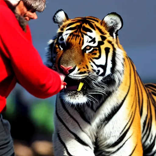 Image similar to man throws a tiger
