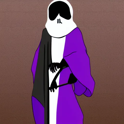 Prompt: grim reaper, purple cloak, full body