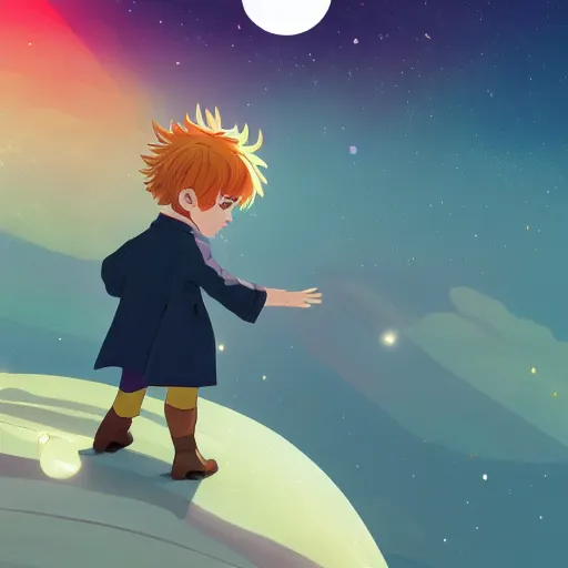 Image similar to Antoine de Saint Exupery as The Little Prince, ambient lighting, 4k, anime key visual, lois van baarle, ilya kuvshinov, ArtStation