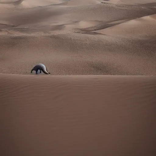 Image similar to 🐋 as 🤖 as 🐼 as 🦕 as 👽, desert photography