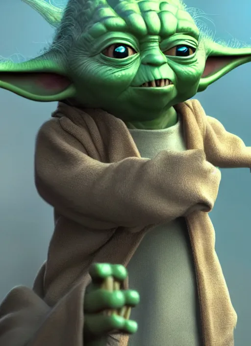 Prompt: a Yoda singing, flowing hair in the style of pixar animation, full body shot, viewed from bellow, award winning, hyper detailed, studio lighting, artstation, octane renderer, unreal engine