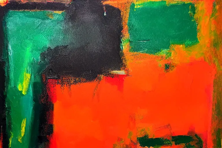 Prompt: born under a bad sign, watches, radios, good luck and trouble are my only friends, colors white!!, orange, dark green, dark blue, abstract oil painting by leonora arrington