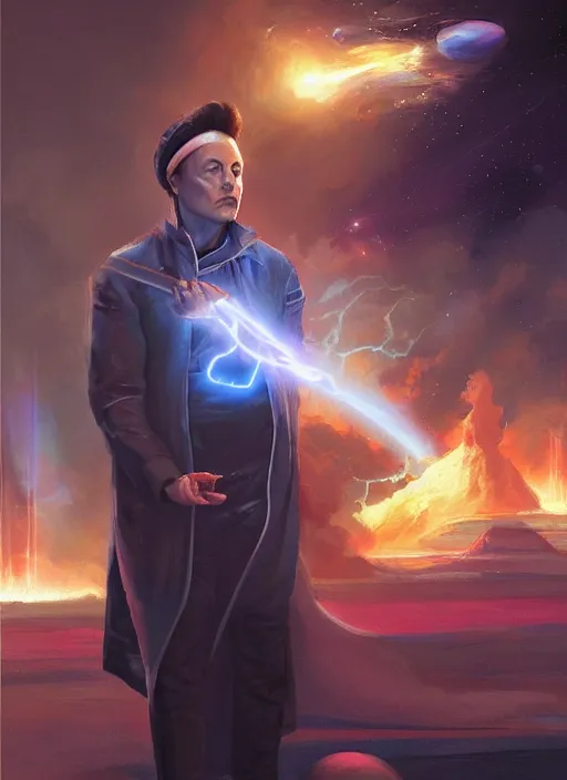 Image similar to elon musk as a electric space mage by vladimir volegov and alexander averin and peder mørk mønsted and ross tran and raphael lacoste