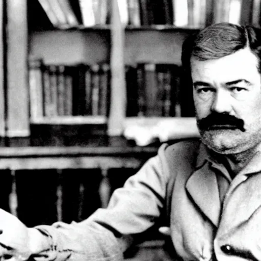 Prompt: Ernest Hemingway in Europe cinematic