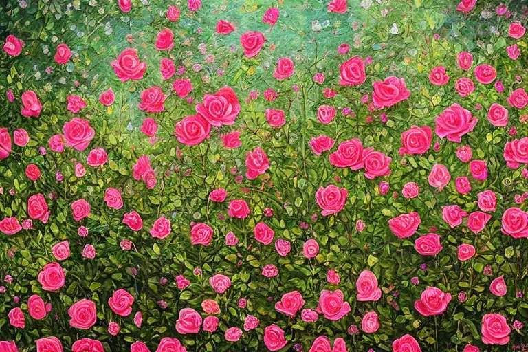 Prompt: where the wild roses grow, intricate highly detailed oil painting