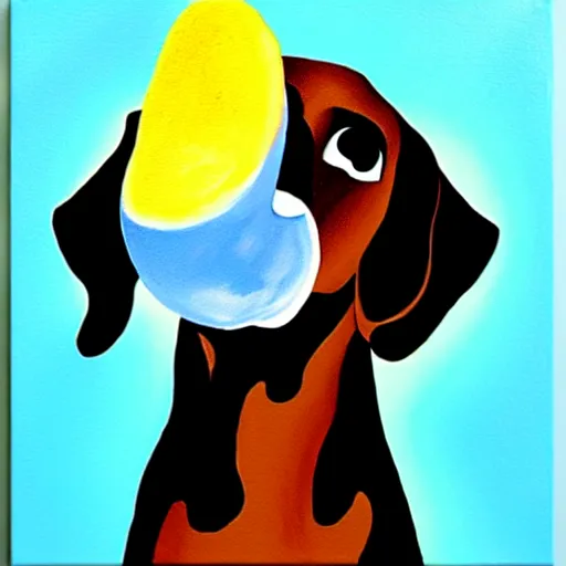 Image similar to painting of a dog eating ice cream