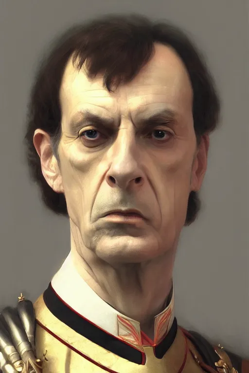 Image similar to full portrait of Gul Dukat, Regal, Realistic, Refined, highly Detailed Digital Art, Oil Painting, William-Adolphe Bouguereau, WLOP, Dynamic lighting, daily deviation, beautiful character illustration by Greg Rutkowsktrending on artstation, Cinematic Lighting, Unreal Engine, 8k, HD