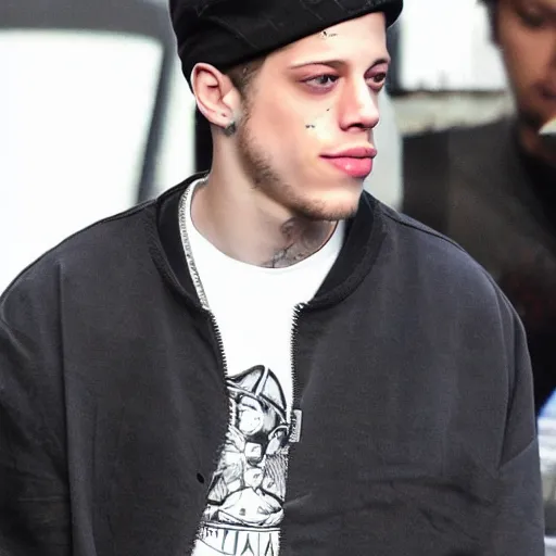 Prompt: pete davidson looking so tough and rough like a bad bad boy