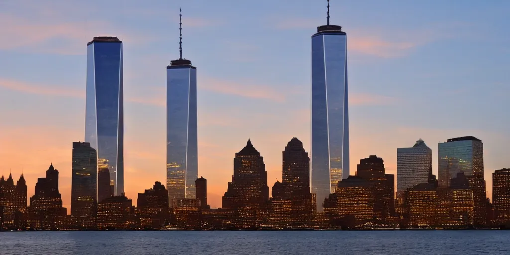 Image similar to world trade center in the sunset