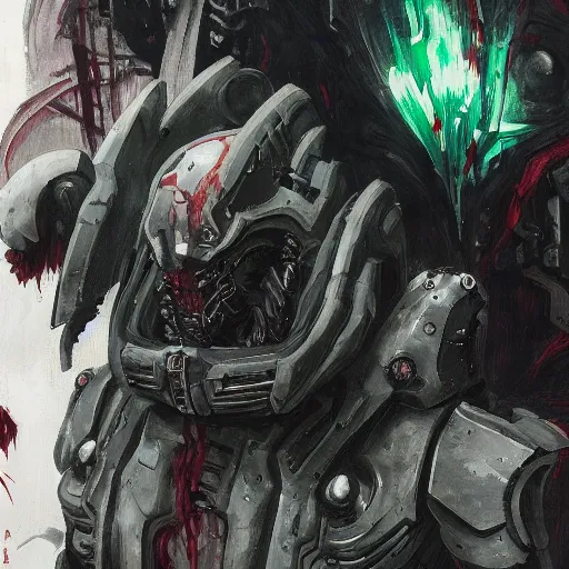 Image similar to doom slayer, painted by tsutomu nihei, painted by stanley lau