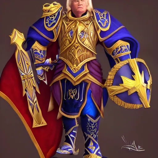 Image similar to donald trump as king anduin in world of warcraft