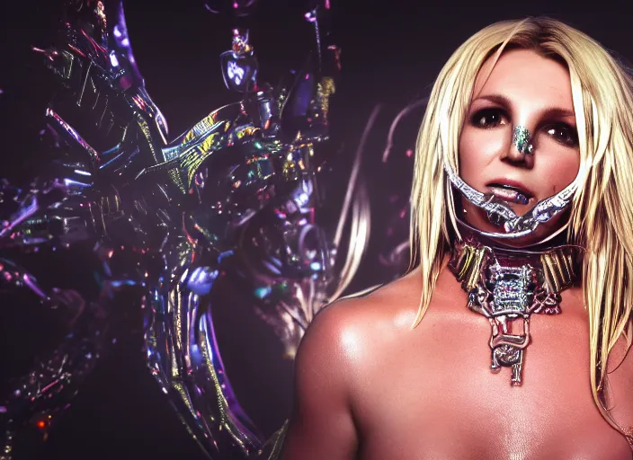 Prompt: super macro of britney spears. fantasy horror cyberpunk style. highly detailed 8 k. intricate. nikon d 8 5 0 3 0 0 mm. award winning photography.