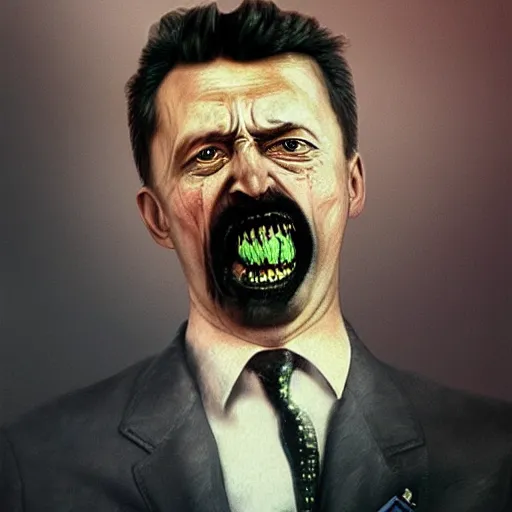 Image similar to igor ivanovich strelkov became a bloody lovecraftian degenerate abomination, photo - realistic, color image, 2 k, highly detailed, bodyhorror, occult art