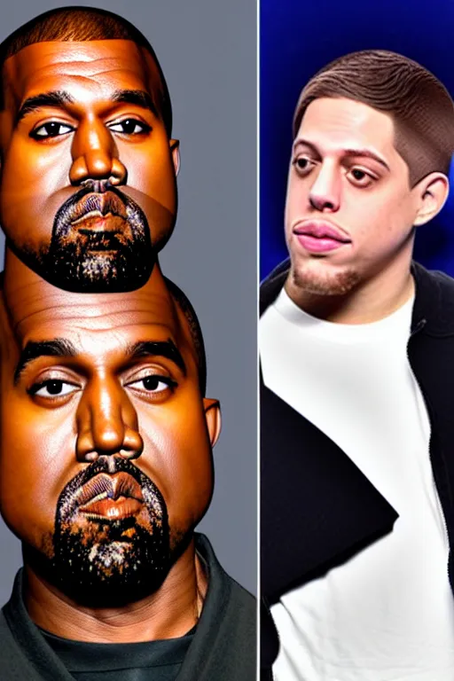 Image similar to kanye west and pete davidson celebrity death match