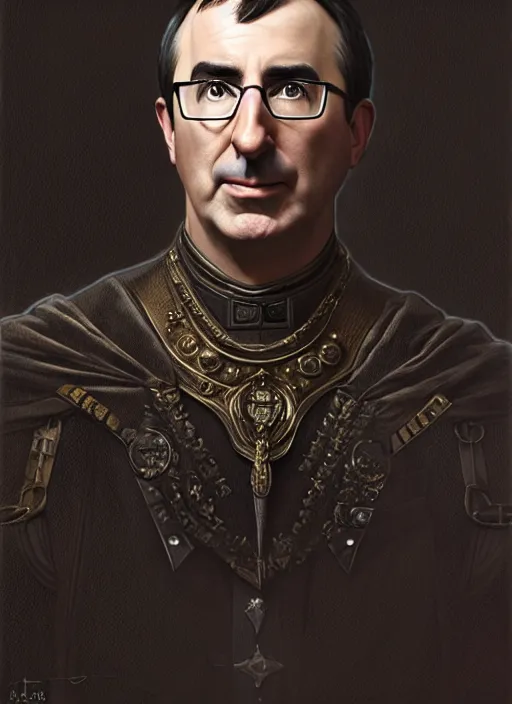 Prompt: portrait of stoic looking john oliver as in the vigo carpathian painting, full body, military uniform, fantasy, intricate, elegant, beautiful, highly detailed, charcoal, centered, dark, smokey, digital painting, artstation, concept art, smooth, sharp focus, illustration, art by artgerm and greg rutkowski and alphonse mucha