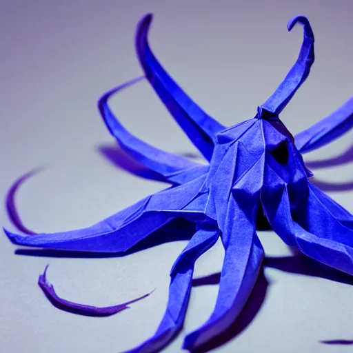 Image similar to an origami octopus, macro photography, ambient light