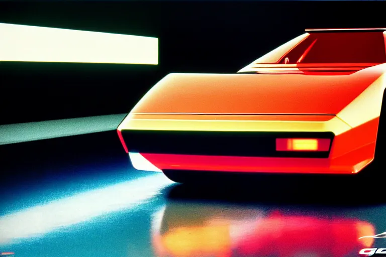 Image similar to designed by giorgetto giugiaro stylized poster of a single 1 9 8 8 mark ii supra concept, thick neon lights, ektachrome photograph, volumetric lighting, f 8 aperture, cinematic eastman 5 3 8 4 film