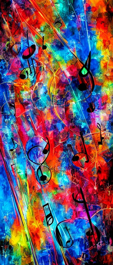 Image similar to abstract art depicting the feelings music gives, mixed media painting