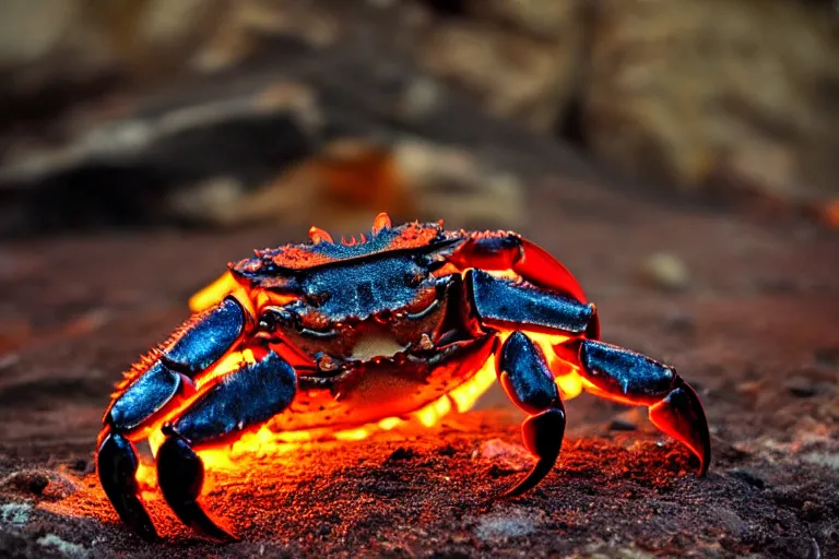 Image similar to crab - cosplay, in 2 0 1 2, bathed in the the glow of a fire, royalcore, crabcore, low - light photograph, photography by tyler mitchell