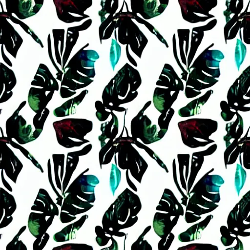 Prompt: repeating pattern seamless. watercolor. tropical palm leaves