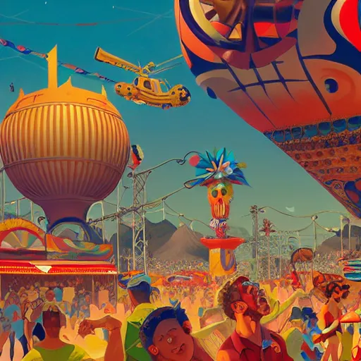 Image similar to carnival in rio de janiero by paolo eleuteri serpieri and tomer hanuka and chesley bonestell and daniel merriam and tomokazu matsuyama, unreal engine, high resolution render, featured on artstation, octane, 8 k, highly intricate details, vivid colors, vector illustration