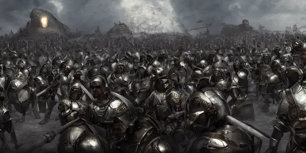 Image similar to futuristic roman army, dramatic, cinematic, unreal engine