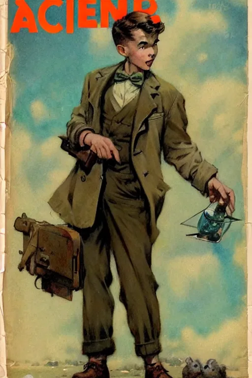 Prompt: ( ( ( ( ( 1 9 5 0 s pulp science fiction magazine cover art adventure boy. muted colors. ) ) ) ) ) by jean - baptiste monge!!!!!!!!!!!!!!!!!!!!!!!!!!!!!!