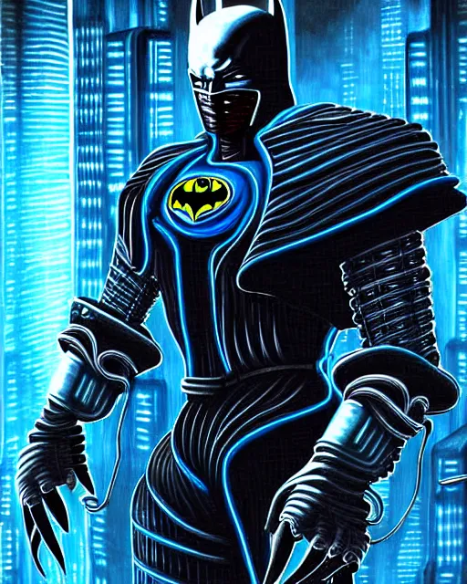 Prompt: detailed painting of cyberpunk mechanical wires subzero from mortal kombat mixed with batman