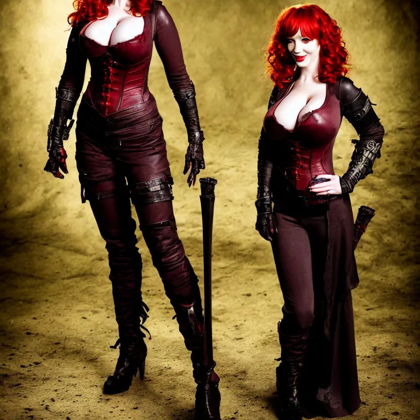 Image similar to full body photograph of christina hendricks as a vampire warrior, extremely detailed. dslr. 8 5 mm.