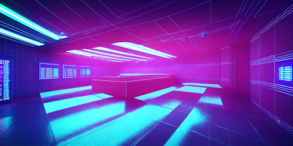 Image similar to isometric room of Manila philippines, neon lights, blade runner color palette, rendered in octane render by Yasunari Ikenaga, Yamato, Macross