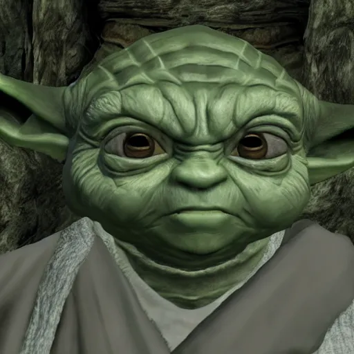 Prompt: Jedi Master Yoda in Skyrim, 4k HDR