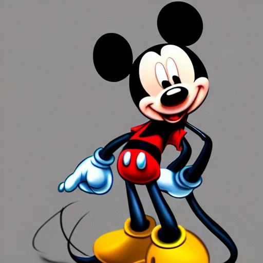 Prompt: mickey mouse killer robot digital painting trending on artstation 4 k