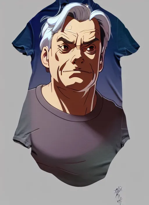 Prompt: art viktor orban, sad expression, t - shirt, modern casual clothing, natural lighting, path traced, highly detailed, high quality, cartoon, digital painting, by don bluth and ross tran and studio ghibli and alphonse mucha