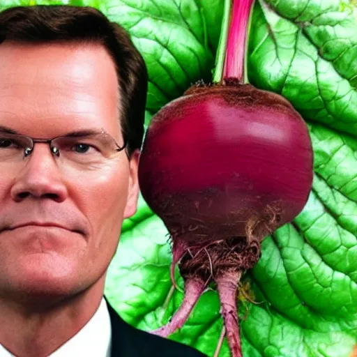 Prompt: Dwight Schrutte's face in a beet