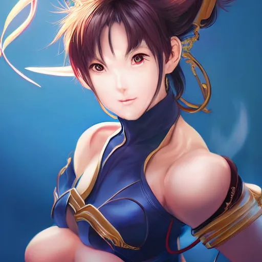 Image similar to A beautiful semi realistic anime portrait of Chun li, by Stanley Artgerm Lau, WLOP, Rossdraws, James Jean, Andrei Riabovitchev, Marc Simonetti, and Sakimichan, tranding on artstation H- 768