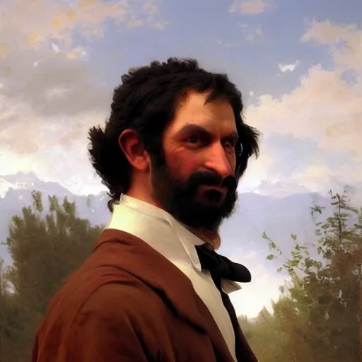 Image similar to detailed portrait painting of gentleman orc wearing brown tuxedo by William-Adolphe Bouguereau, deviantart, artstation, fantasy