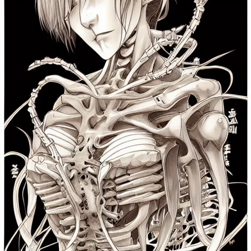 Image similar to anime manga skull portrait young woman skeleton, intricate, elegant, highly detailed, digital art, ffffound, art by JC Leyendecker and sachin teng