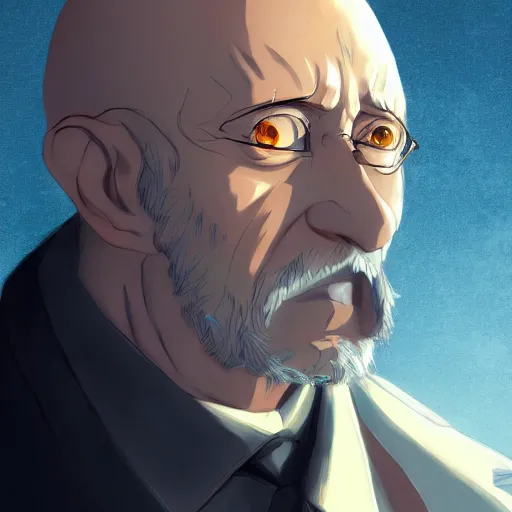 Image similar to portrait of mike ehrmantraut, anime fantasy illustration by tomoyuki yamasaki, kyoto studio, madhouse, ufotable, comixwave films, trending on artstation