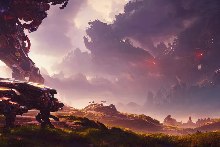 Image similar to slitherfang machine mecanical creature robot of horizon forbidden west horizon zero dawn radiating a glowing aura global illumination ray tracing hdr fanart arstation by ian pesty and alena aenami artworks in 4 k