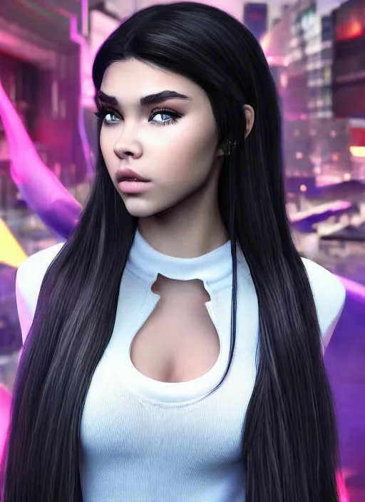 Image similar to Madison Beer as a video game character, digital art, unreal engine, unreal engine render, blender render, render, 4k, coherent