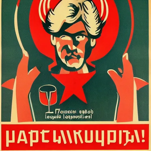 Image similar to a soviet era propaganda poster depicting marijuana