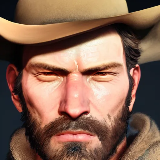 Image similar to ultra detailed close up facial portrait of arthur morgan, extremely detailed digital painting, in the style of fenghua zhong and ruan jia and jeremy lipking and peter mohrbacher, mystical colors, rim light, beautiful lighting, 8 k, stunning scene, raytracing, octane, trending on artstation - h 7 6 8