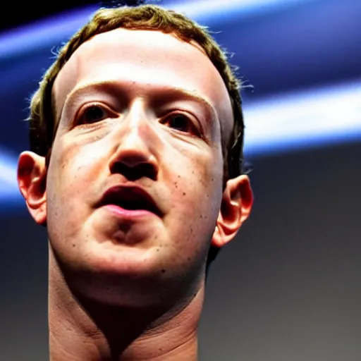 Prompt: mark zuckerberg clawing away his own skin to reveal the monster underneath, like a parasite escaping it's host