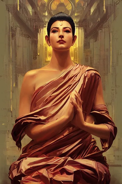 Image similar to buddhism, futurism, painting by greg rutkowski, j. c. leyendecker, artgerm