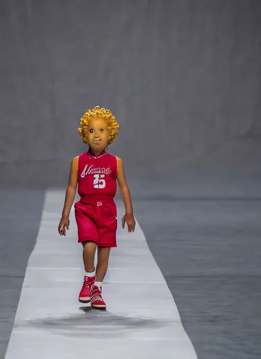 Image similar to hyperrealistic and heavy detailed air jordan runway show of maggie simpson, leica sl 2 5 0 mm, vivid color, high quality, high textured, real life