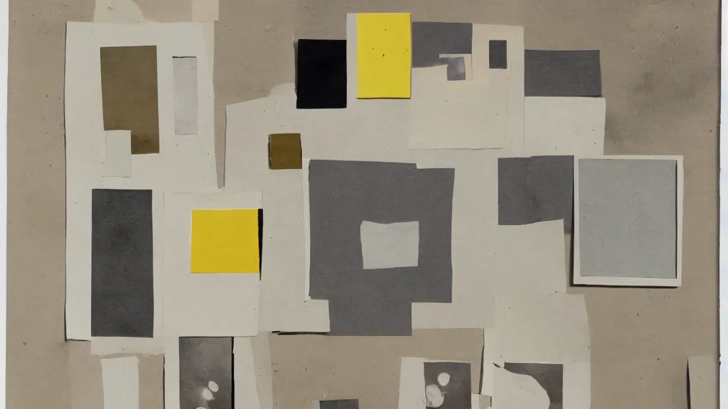 Prompt: a collage made by Ben Nicholson, design process, detailed color scan
