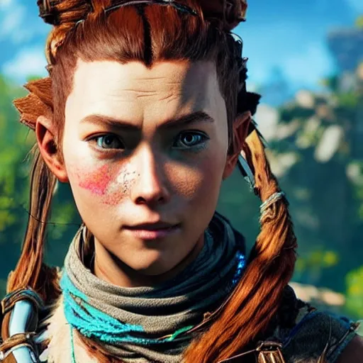 Image similar to Aloy of horizon zero dawn really exist, photorealism, detailed, portrait