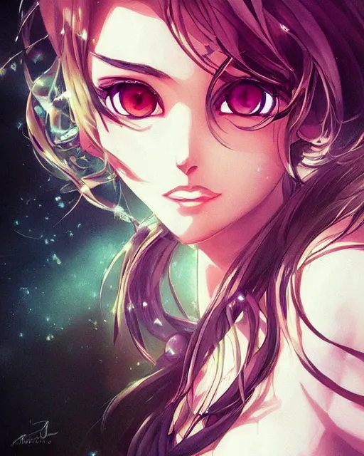 Image similar to artgerm anime illustration of a woman entranced, portrait, bewitched, mesmerized, hypnotized, highly detailed, dramatic lighting, cinematic composition, concept art, sharp focus, colorful, photorealistic