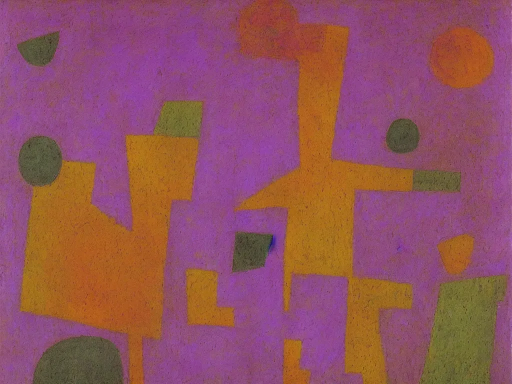 Image similar to variations of the purple sinner. painting by paul klee