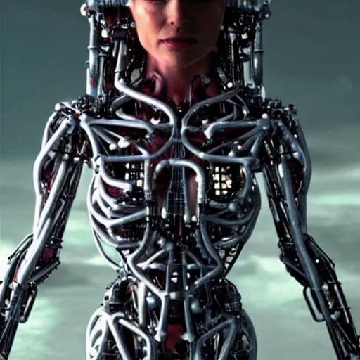 Image similar to amazing movie still of a bio-cybernetic mutant female beast-human